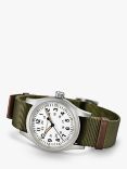 Hamilton H69439411 Men's Khaki Field Mechanical Nato Fabric Strap Watch, Green/White