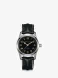 Hamilton H70605731 Men's Khaki Field Automatic Leather Strap Watch, Black