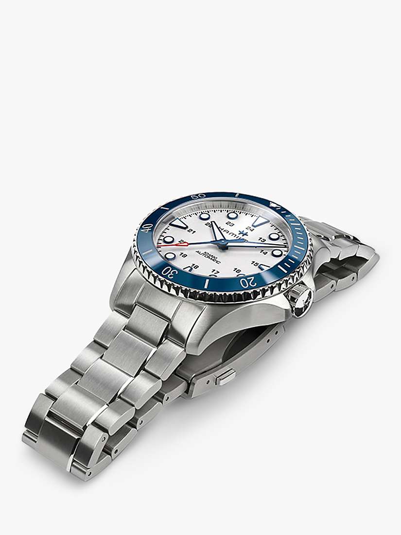 Buy Hamilton H82505150 Men's Khaki Navy Scuba Automatic Bracelet Strap Watch, Silver/White Online at johnlewis.com