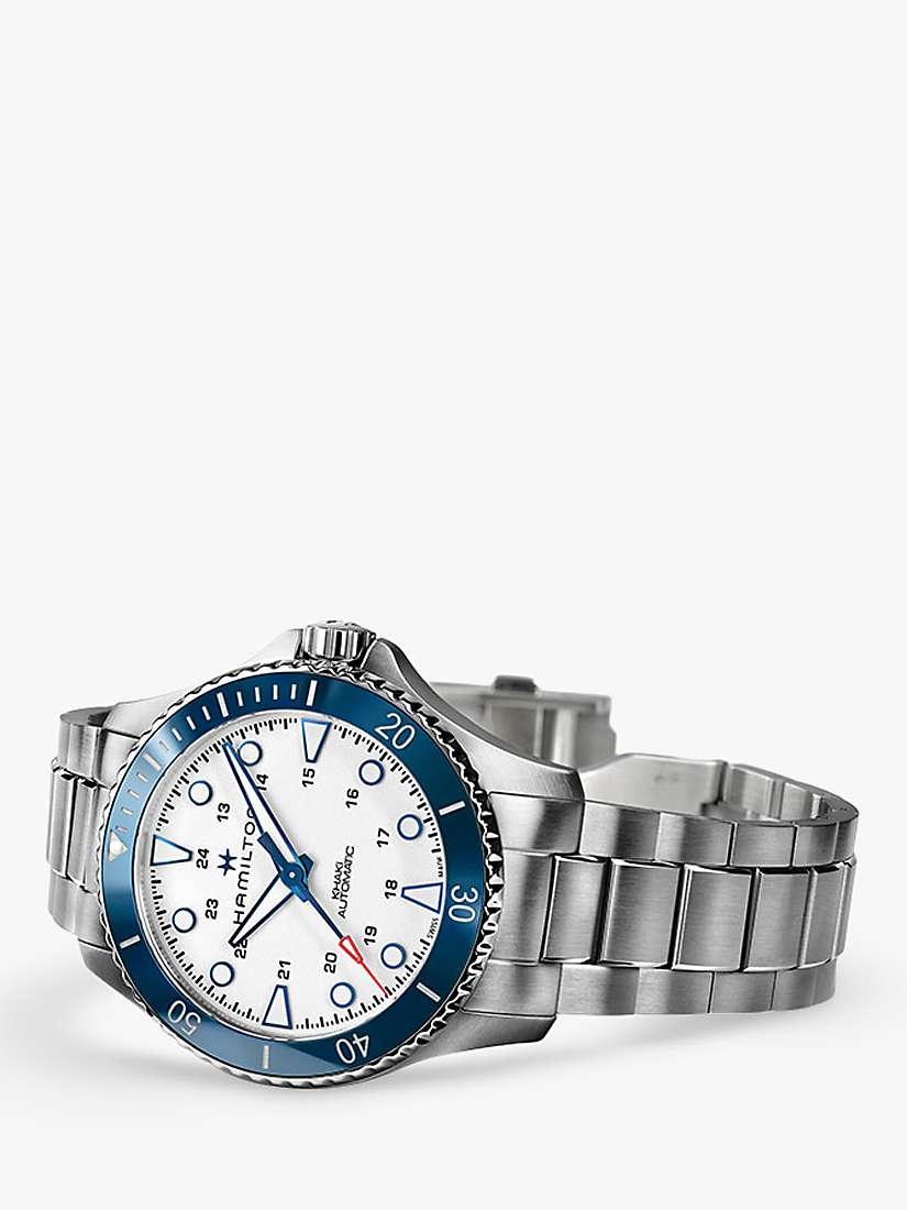 Buy Hamilton H82505150 Men's Khaki Navy Scuba Automatic Bracelet Strap Watch, Silver/White Online at johnlewis.com