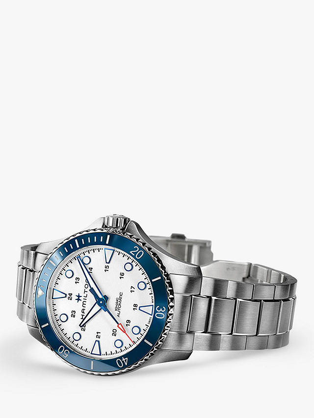 Hamilton H82505150 Men's Khaki Navy Scuba Automatic Bracelet Strap Watch, Silver/White
