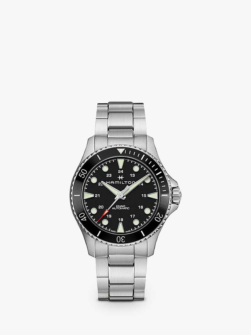 Buy Hamilton H82515130 Men's Khaki Navy Scuba Automatic Bracelet Strap Watch, Silver/Black Online at johnlewis.com