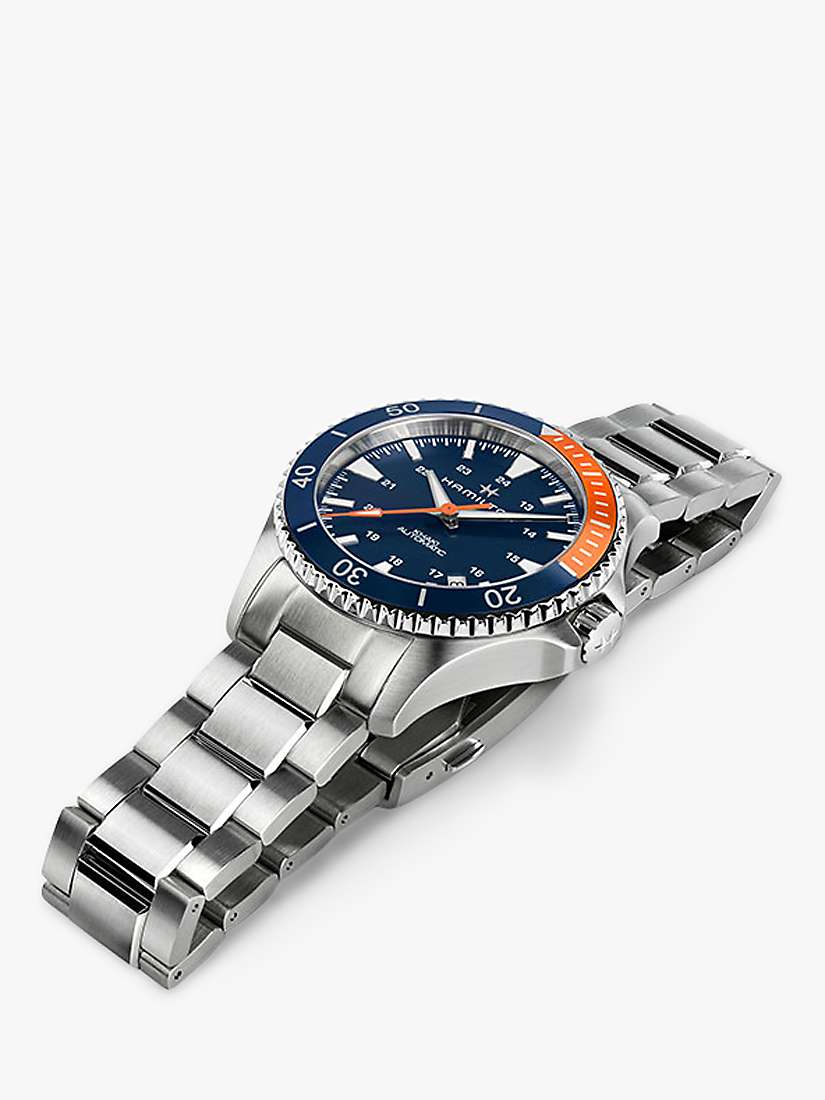 Buy Hamilton H82365141 Men's Khaki Scuba Automatic Date Bracelet Strap Watch, Silver/Blue Online at johnlewis.com