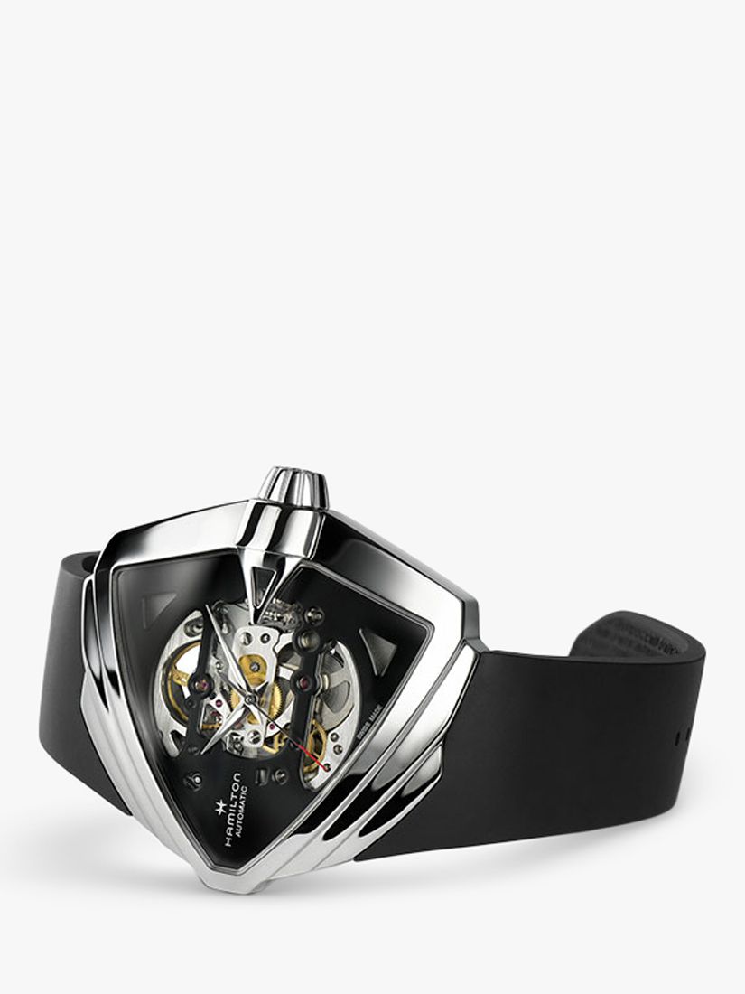 Buy Hamilton H24625330 Men's Ventura XXL Automatic Skeleton Rubber Strap Watch, Black Online at johnlewis.com