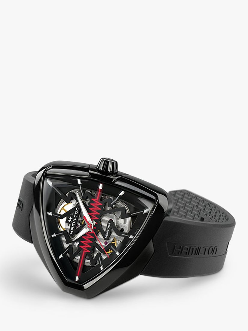 Buy Hamilton H24535331 Men's Ventura Elvis80 Automatic Skeleton Rubber Strap Watch, Black Online at johnlewis.com