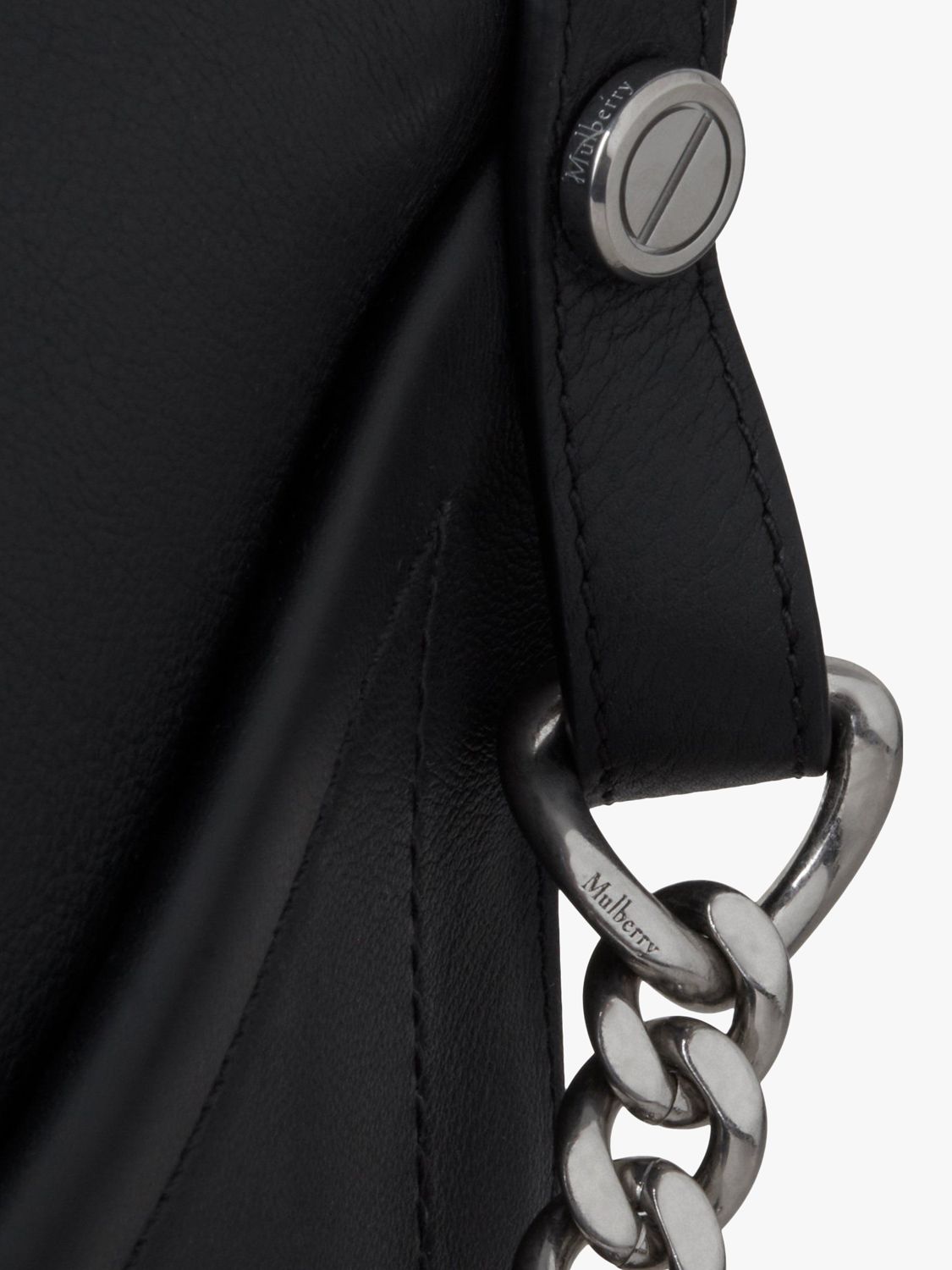Mulberry M Zipped Matte Smooth Calf Leather Bag, Black at John Lewis ...