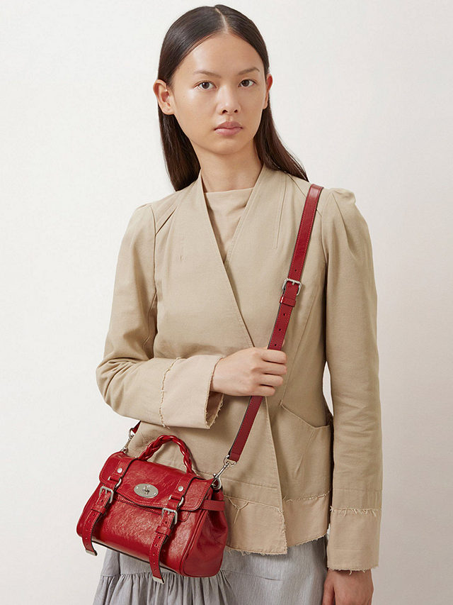 Mulberry Mini Alexa Glossy Leather Cross Body Bag, Lancaster Red