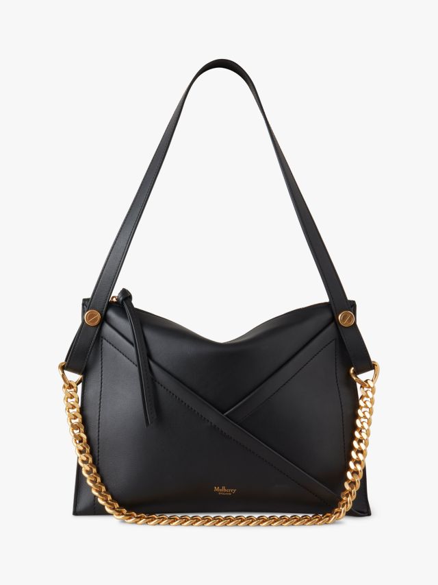 Mulberry M Zipped Matte Calf Tote Bag, Black at John Lewis & Partners