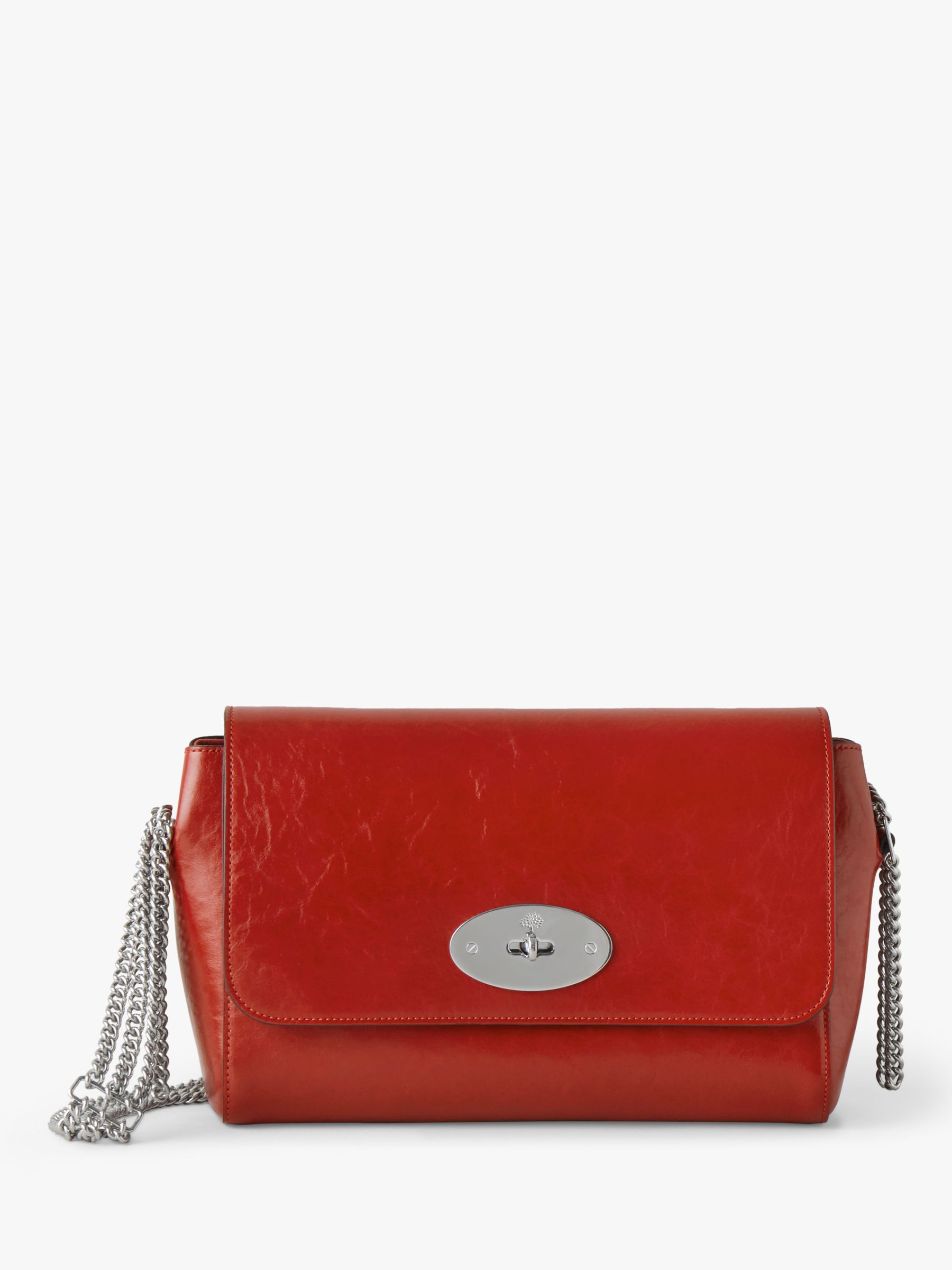 Mulberry Glossy Medium Triple Chain Lily Leather Bag, Lancaster Red