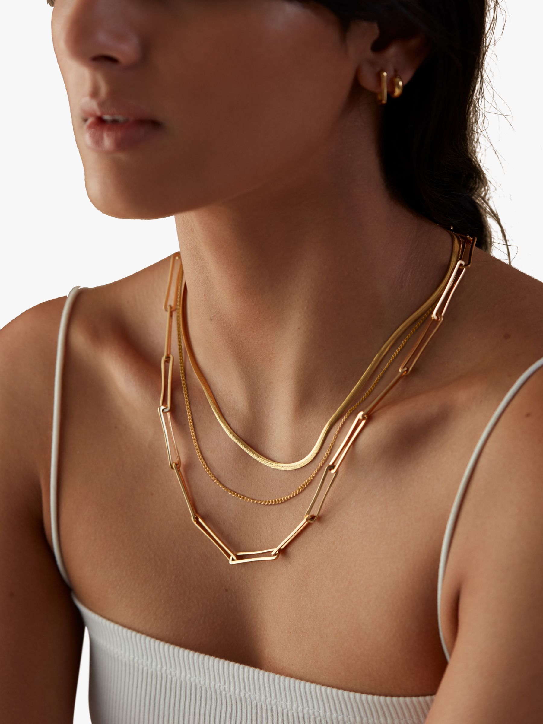 Monica Vinader Alta Long Link Necklace, Gold