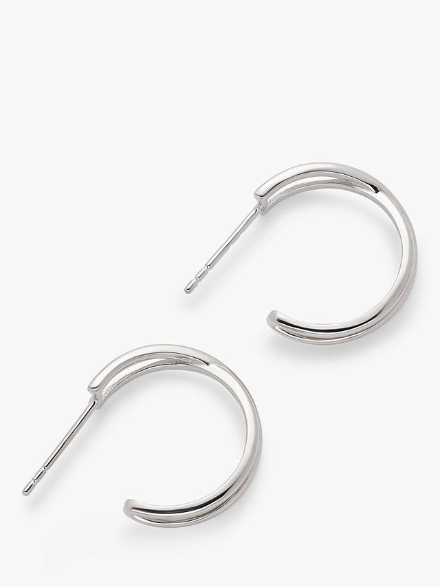 John Lewis Cross Hoop Earrings, Silver