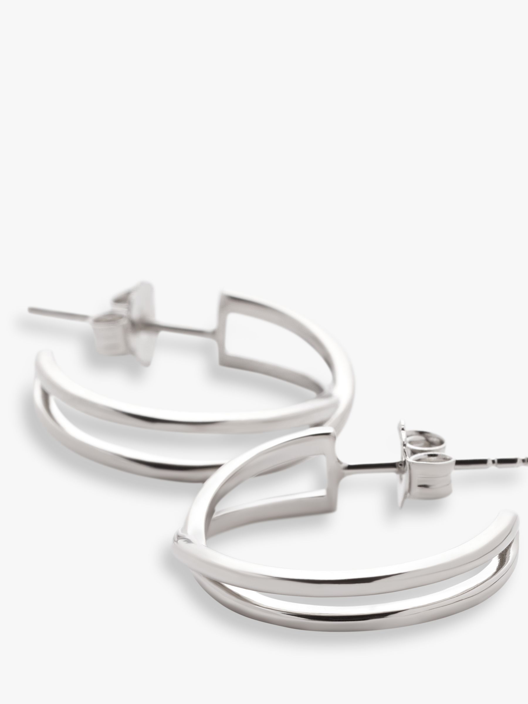John Lewis Cross Hoop Earrings, Silver
