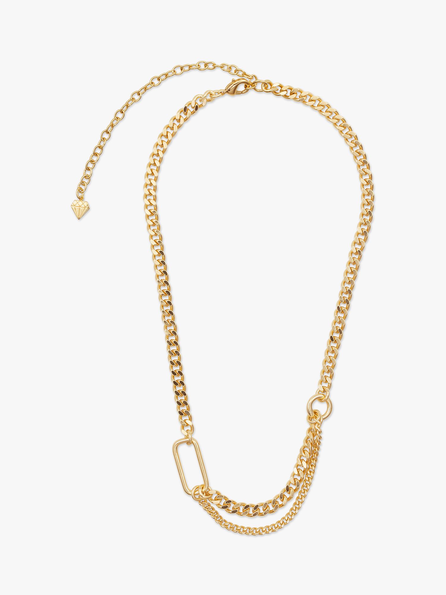Wanderlust + Co Reflect XL Curb Chain Necklace, Gold at John Lewis ...