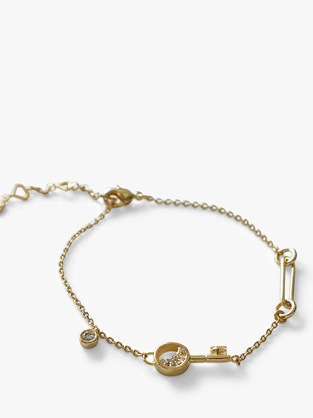 Wanderlust + Co Cubic Zirconia Crescent Key Chain Bracelet, Gold