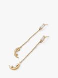 Wanderlust + Co Crescent and Star Chain Drop Earrings, Gold