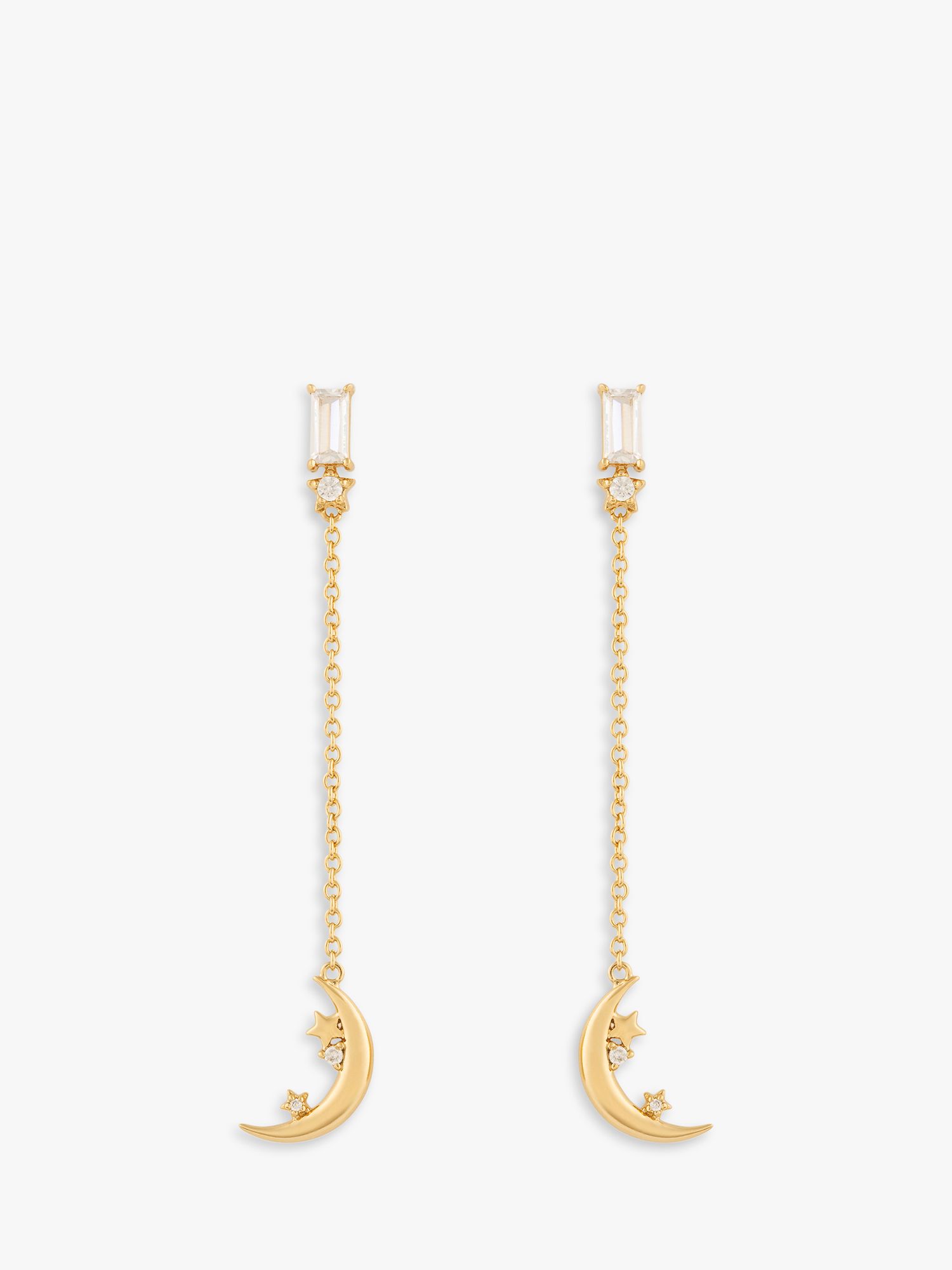 Buy Wanderlust + Co Crescent and Star Chain Drop Earrings, Gold Online at johnlewis.com