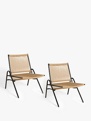 John Lewis Wrap Weave Garden Lounge Chair, Set of 2, Black/Natural