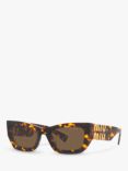 Miu Miu MU 09WS Women's Rectangular Sunglasses, Havana