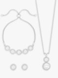 Jon Richard Crystal Halo Bracelet, Earrings and Pendant Necklace Jewellery Set, Silver