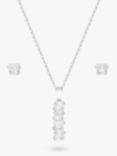 Simply Silver Sterling Silver Icicle Stick Pendant Necklace and Stud Earrings Jewellery Set