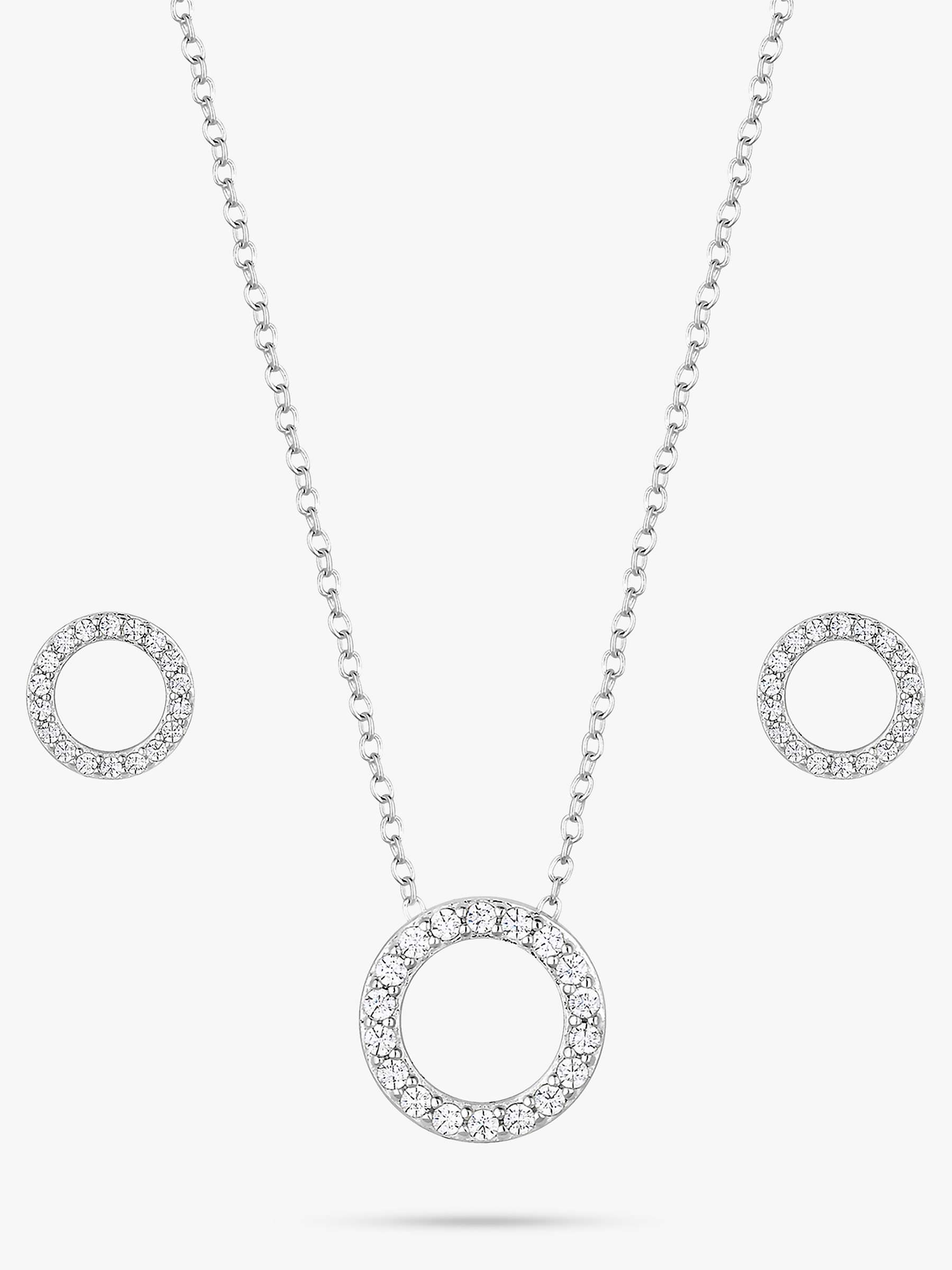 Buy Simply Silver Circle Cubic Zirconia Stud Earrings and Pendant Necklace Jewellery Set, Silver Online at johnlewis.com
