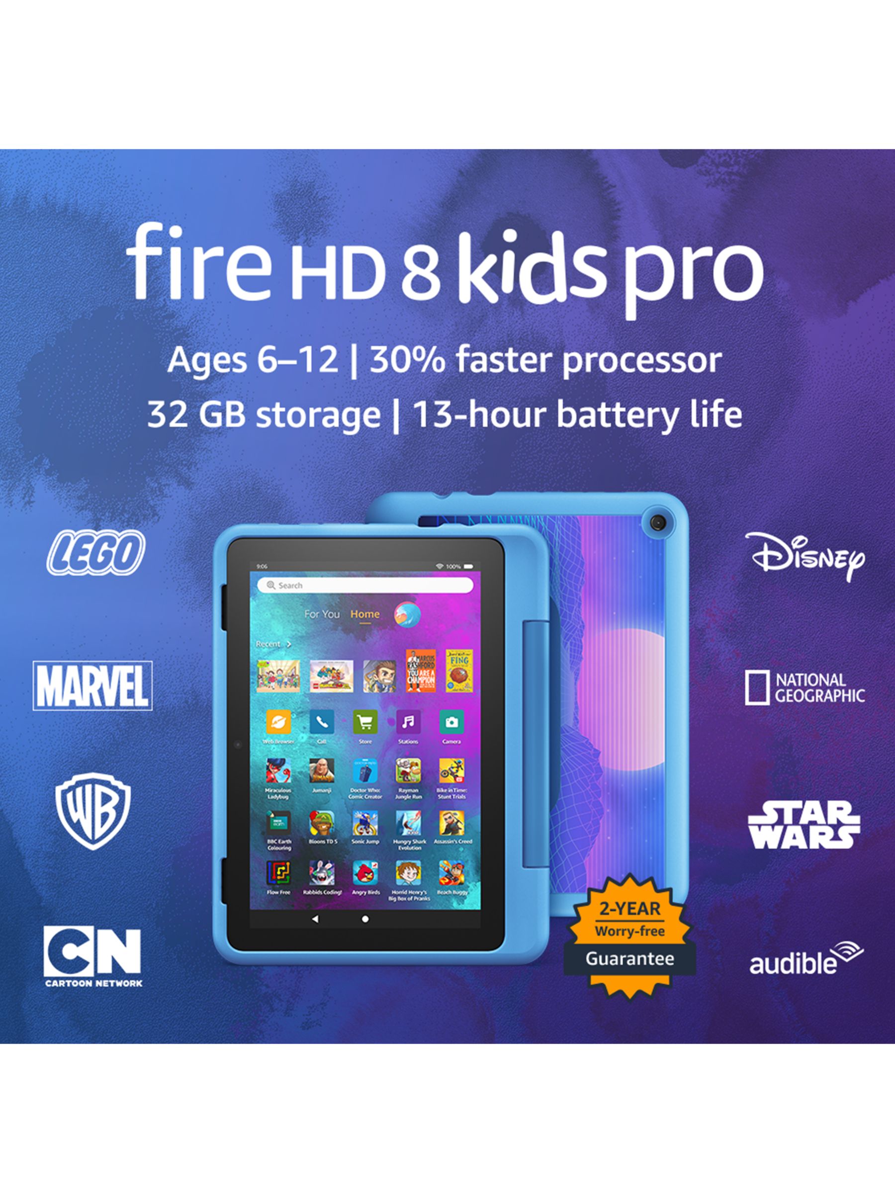 Fire HD 8 Tablet Kids Pro Edition (12th Generation, 2022) with Kid-Friendly  Case, Hexa-core, Fire OS, Wi-Fi, 32GB, 8, Cyber Sky
