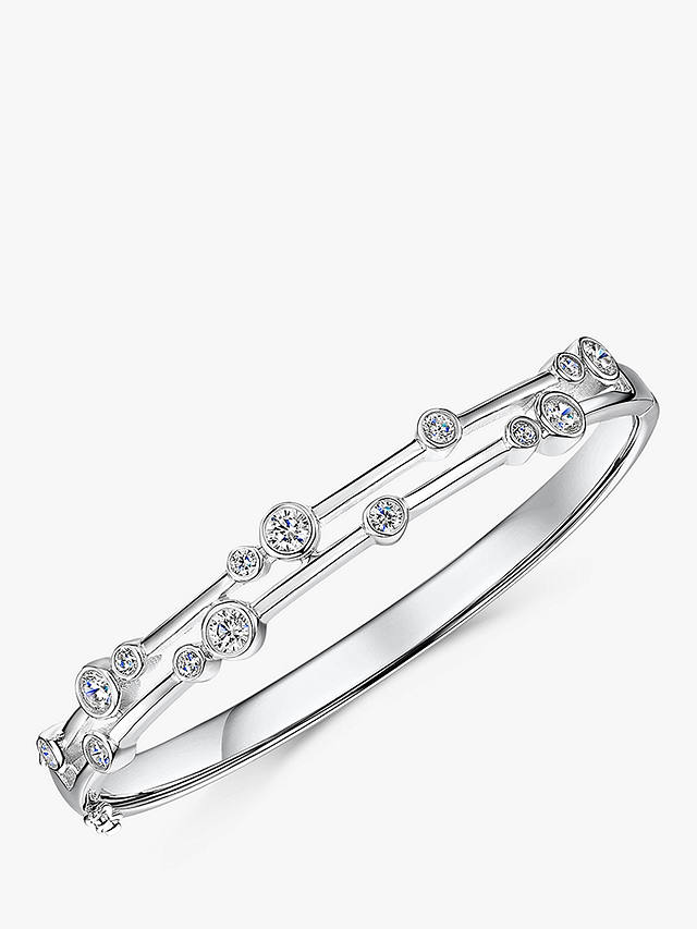 Jools by Jenny Brown Cubic Zirconia Bubble Double Row Bangle, Silver