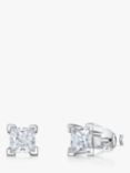 Jools by Jenny Brown Cubic Zirconia Square Stud Earrings, Silver/Clear