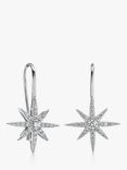 Jools by Jenny Brown Cubic Zirconia North Star Fishook Short Drop Earrings, Silver