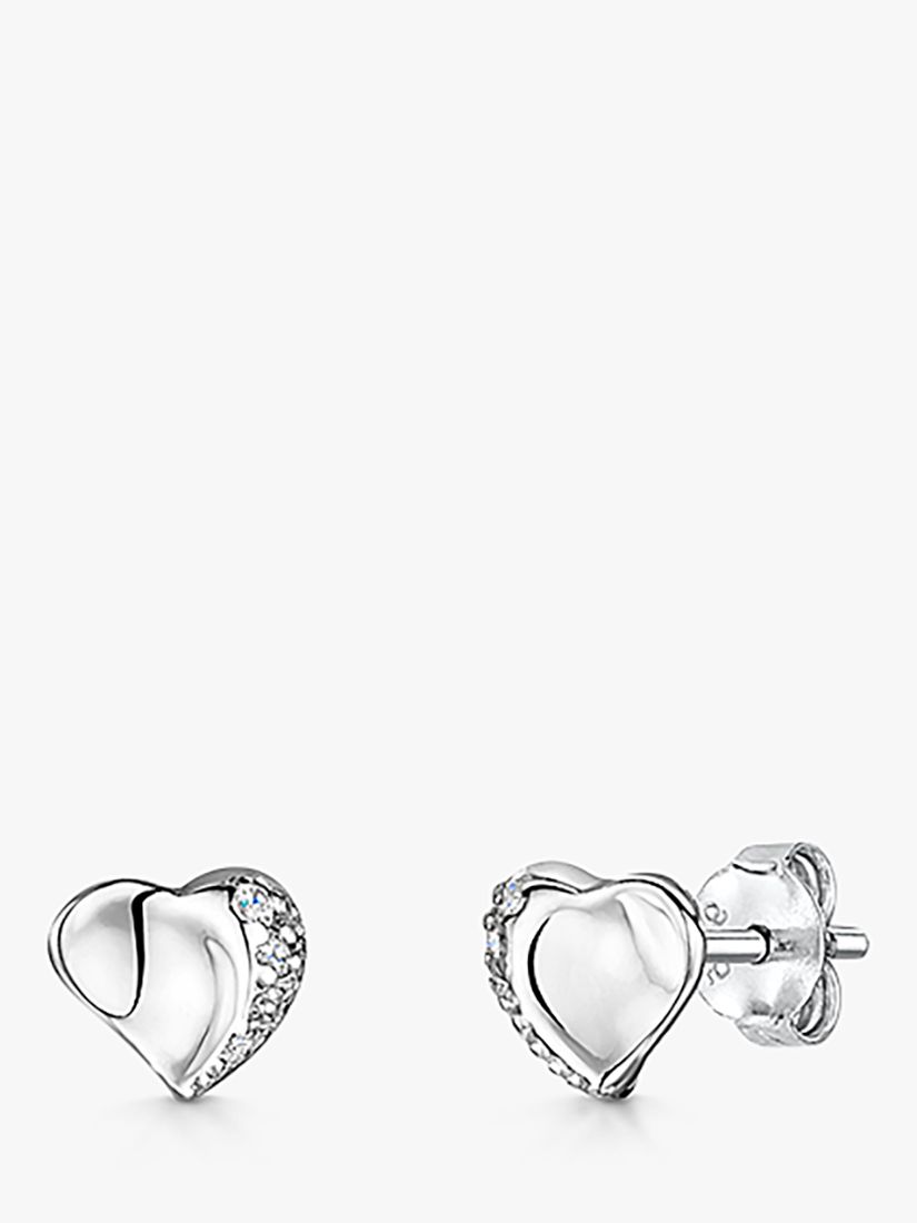 Buy Jools by Jenny Brown Cubic Zirconia Small Heart Stud Earrings, Silver Online at johnlewis.com