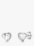 Jools by Jenny Brown Cubic Zirconia Small Heart Stud Earrings, Silver