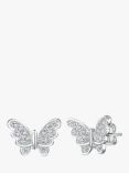 Jools by Jenny Brown Cubic Zirconia Butterfly Stud Earrings, Silver