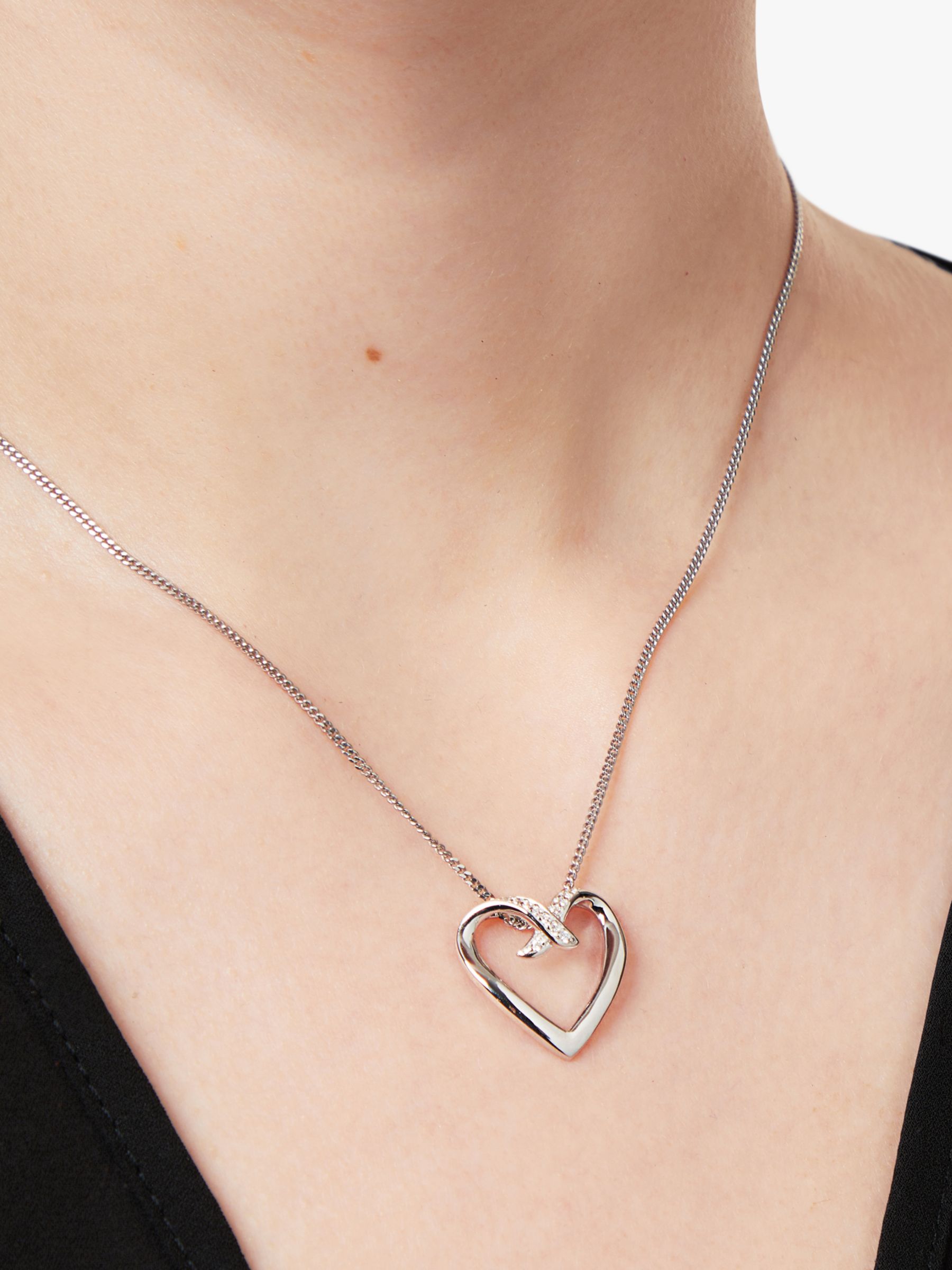 Buy Jools by Jenny Brown Cubic Zirconia Open Heart Pendant Necklace, Silver Online at johnlewis.com