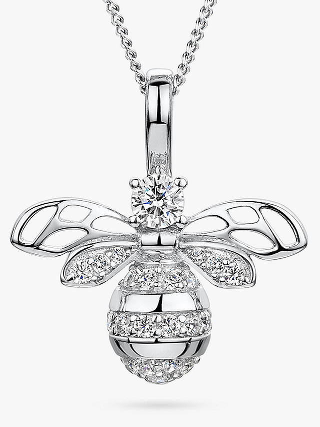 Jools by Jenny Brown Cubic Zirconia Large Bumble Bee Pendant Necklace, Silver