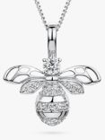 Jools by Jenny Brown Cubic Zirconia Large Bumble Bee Pendant Necklace, Silver
