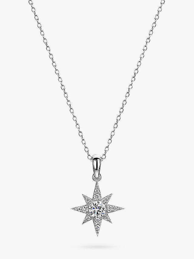 Jools by Jenny Brown Cubic Zirconia Chunky North Star Pendant Necklace, Silver