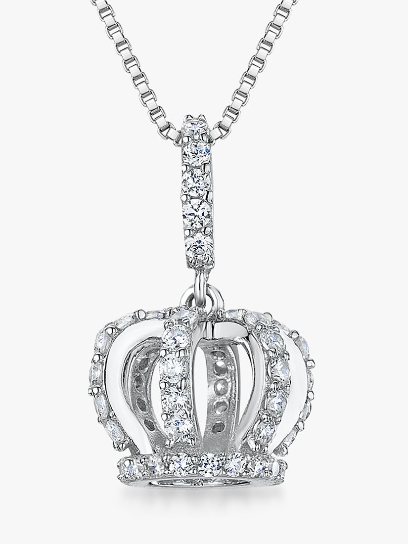 Jools by Jenny Brown Crown Cubic Zirconia Pendant Necklace, Silver