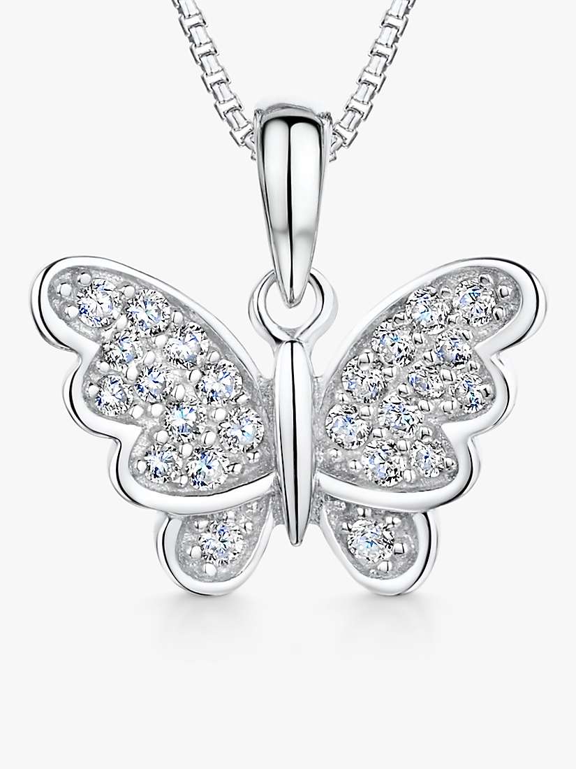 Buy Jools by Jenny Brown Cubic Zirconia Butterfly In Flight Pendant Necklace, Silver Online at johnlewis.com
