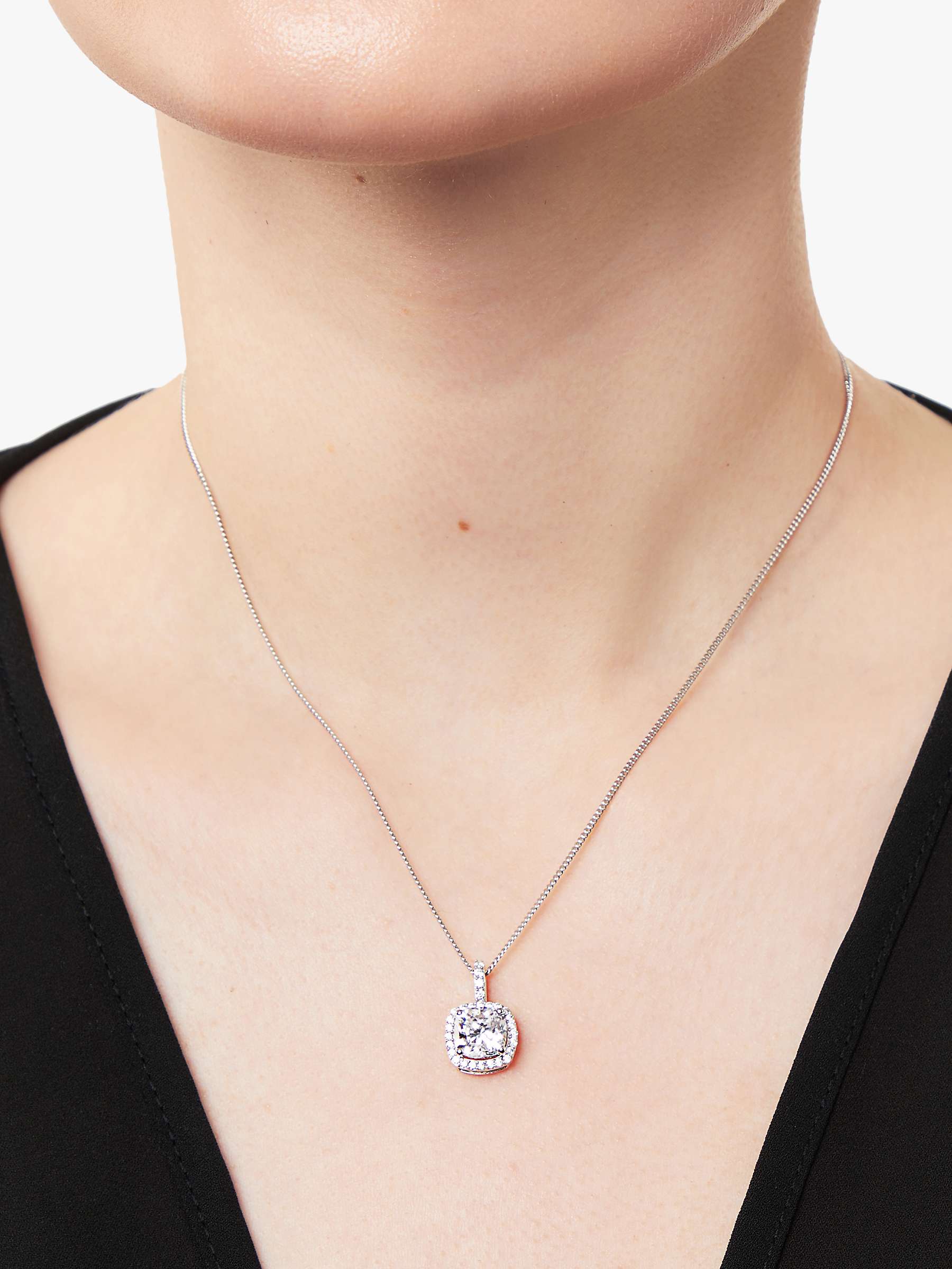 Buy Jools by Jenny Brown Cubic Zirconia Halo Pendant Necklace, Silver Online at johnlewis.com