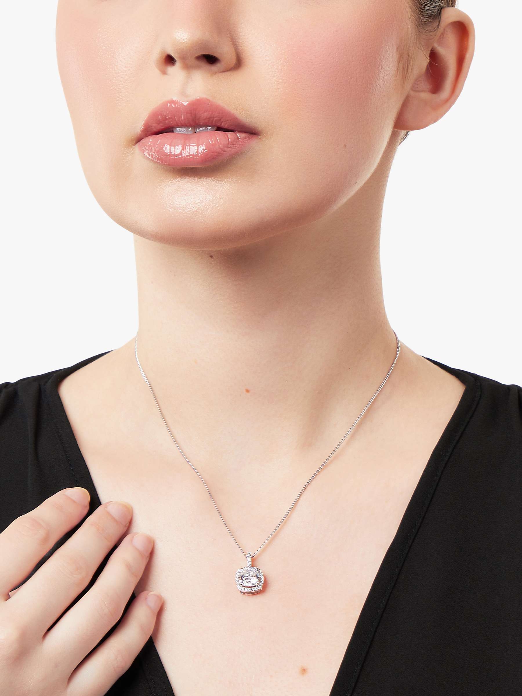 Buy Jools by Jenny Brown Cubic Zirconia Halo Pendant Necklace, Silver Online at johnlewis.com