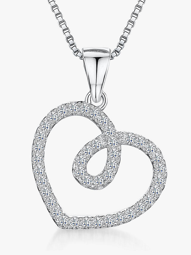 Jools by Jenny Brown Cubic Zirconia Open Twisted Heart Pendant Necklace, Silver