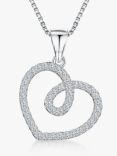 Jools by Jenny Brown Cubic Zirconia Open Twisted Heart Pendant Necklace, Silver