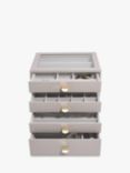 Stackers Glass Lid 4 Drawer Jewellery Box, Natural Taupe