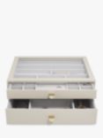 Stackers Supersize Glass Lid 2 Drawer Jewellery Box, Natural Oatmeal