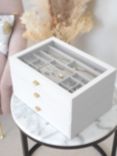 Stackers Supersize Glass Lid 3 Drawer Jewellery Box, White White