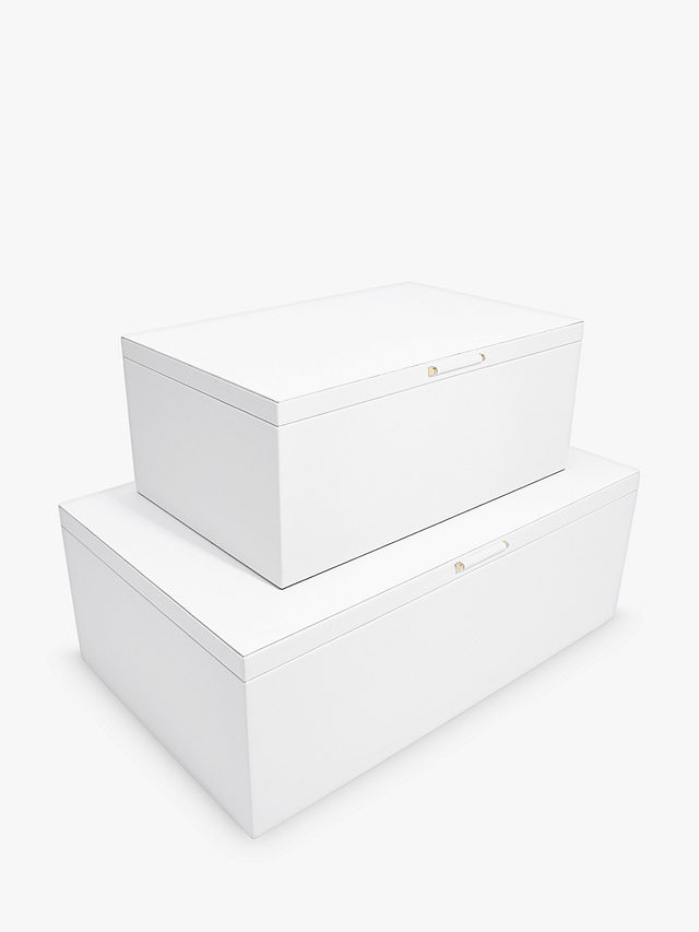 Stackers Pebble White & Brushed Gold Set of 2 Storage Boxes