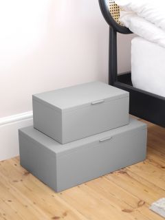 Stackers Pebble Grey & Chrome Set of 2 Storage Boxes