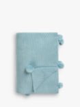 little home at John Lewis Knitted Pom Throw, Blue
