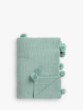 John Lewis Knitted Pom Pure Cotton Throw, Mint