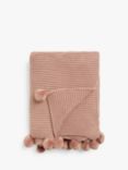 John Lewis Knitted Pom Pure Cotton Throw, Plaster
